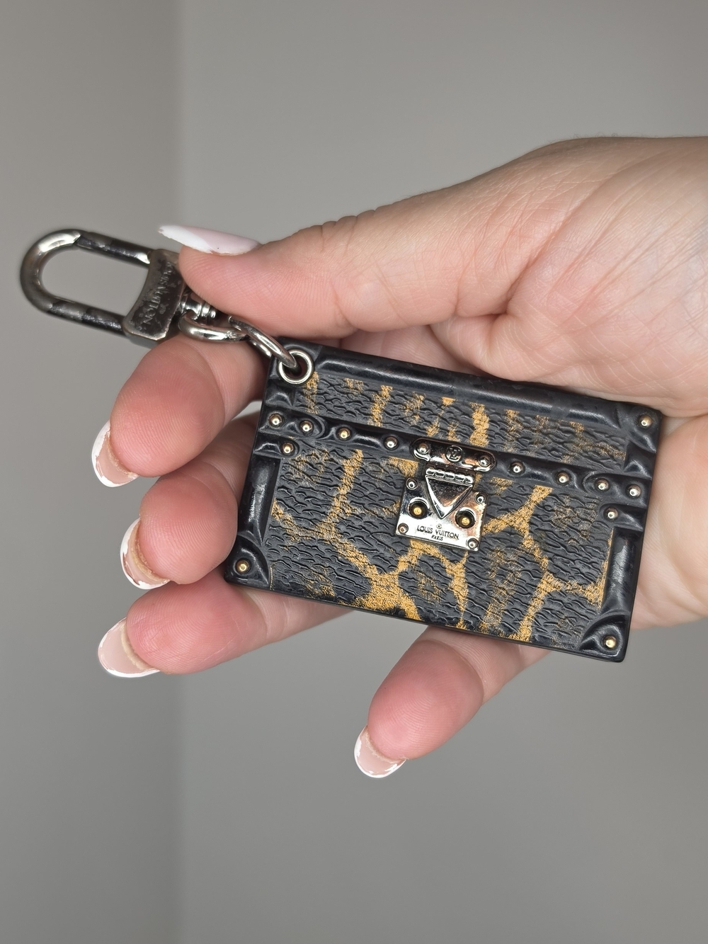 Louis Vuitton Black & Gold Monogram Trunk Charm Key Holder
